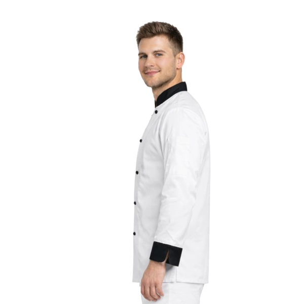 Bluza kucharska biała długi rękaw wstawki czarne roz.3XL